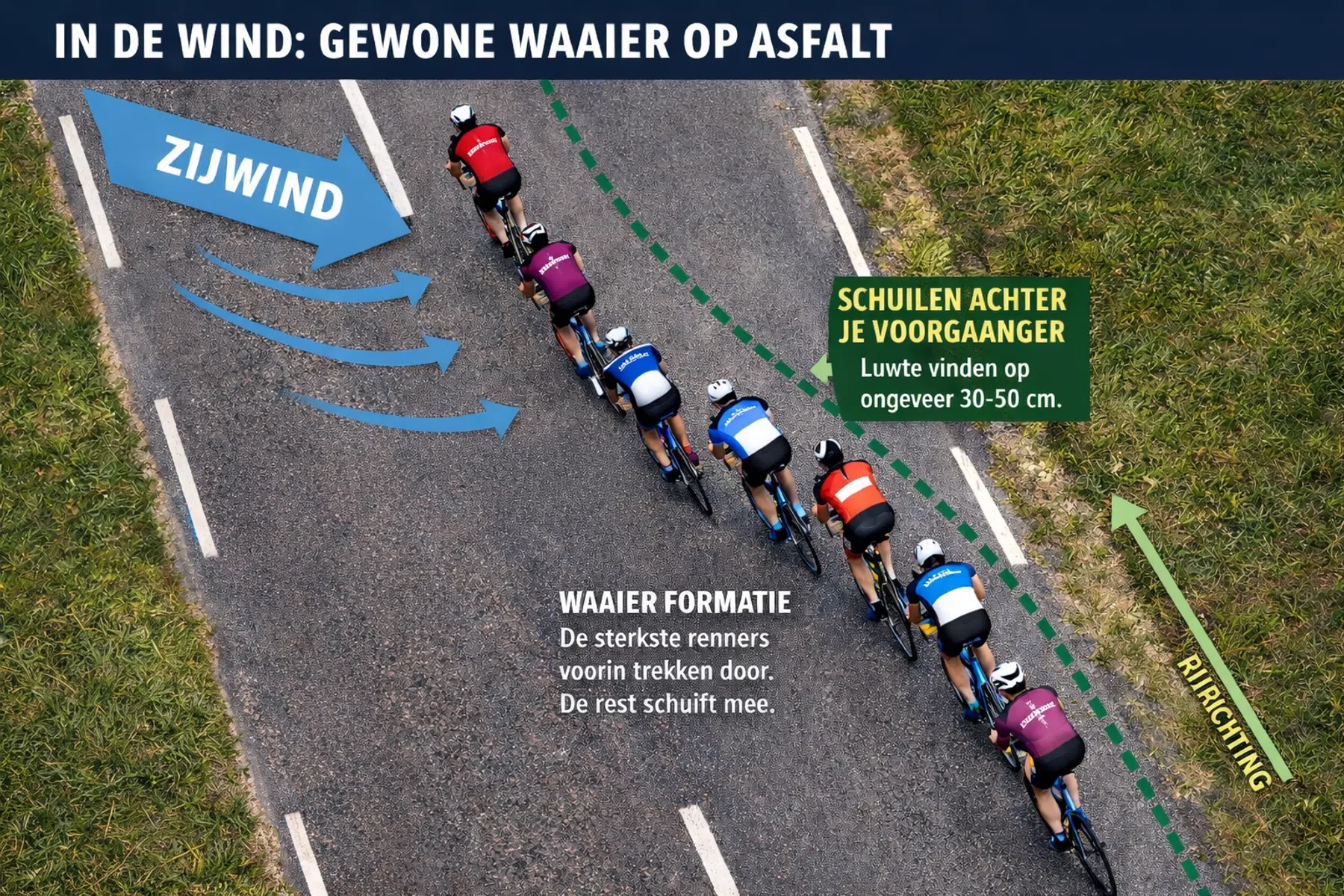 Waaier op asfalt